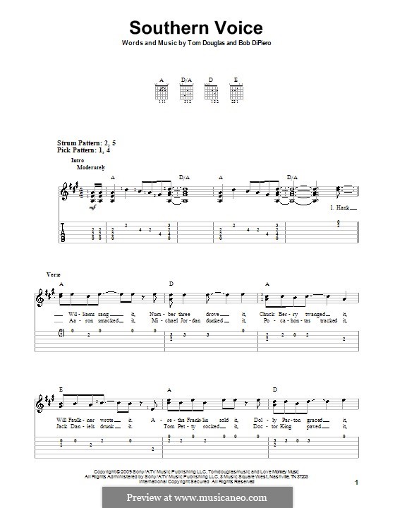 Southern Voice (Tim McGraw): Для гитары (очень легкая версия) by Bob DiPiero, Tom Douglas