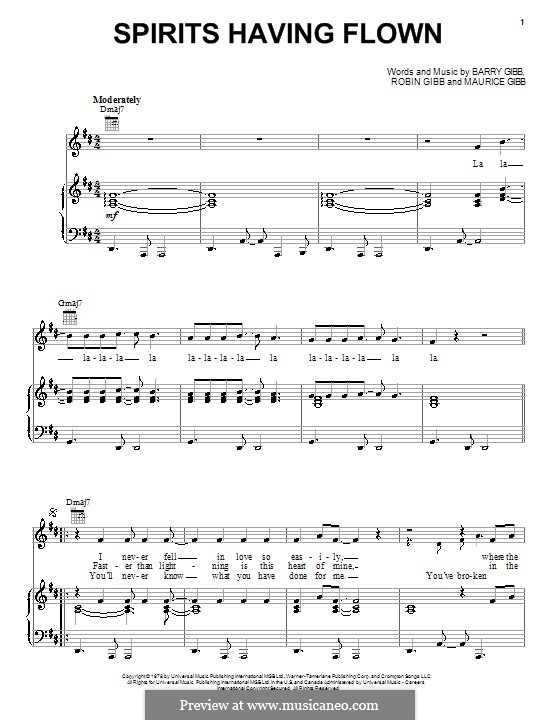 Spirits Having Flown (The Bee Gees): Для голоса и фортепиано (или гитары) by Barry Gibb, Maurice Gibb, Robin Gibb