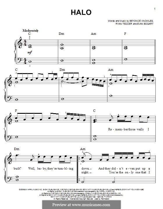 Halo: Для фортепиано (легкий уровень) by Beyoncé, Evan Kidd Bogart, Ryan B Tedder