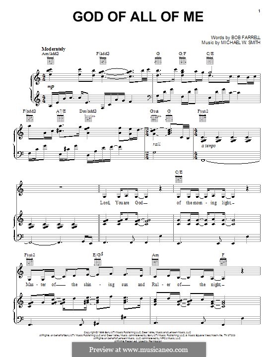 God of All of Me (Sandi Patty): Для голоса и фортепиано (или гитары) by Bob Farrell