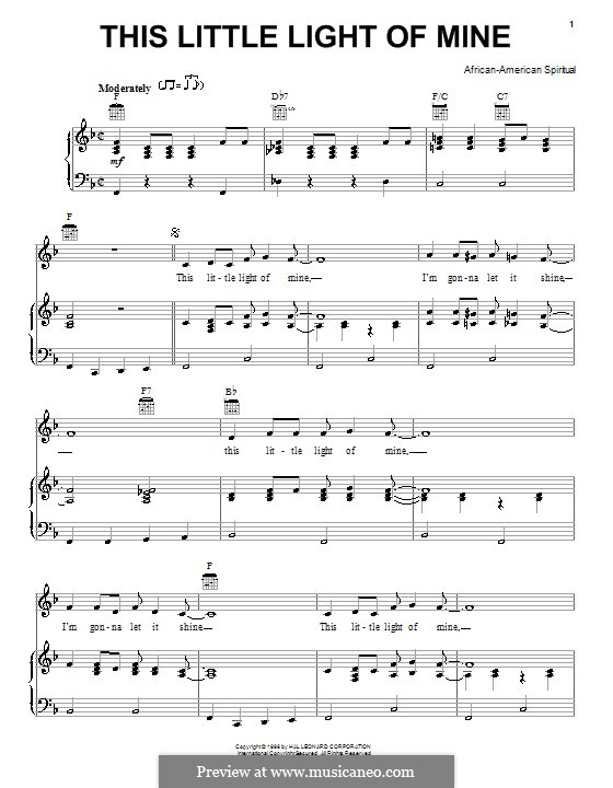 This Little Light of Mine (Printable scores): Для голоса и фортепиано (или гитары) by folklore