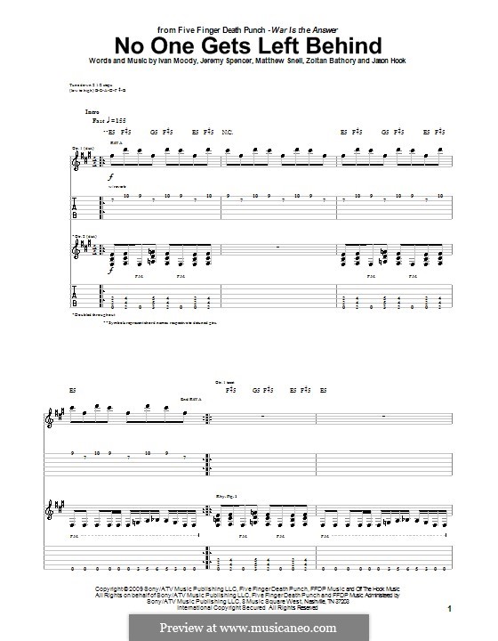 No One Gets Left Behind (Five Finger Death Punch): Для гитары by Ivan L. Moody, Jason Hook, Jeremy Spencer, Matthew Snell, Zoltán Bathory