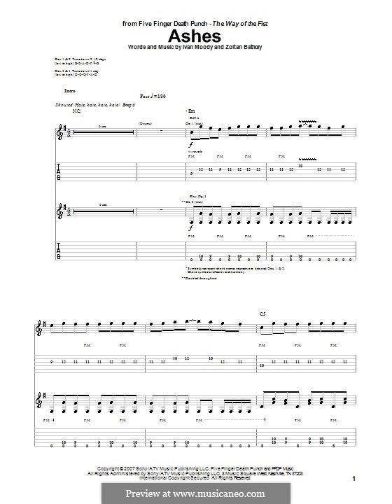 Ashes (Five Finger Death Punch): Для гитары by Ivan L. Moody, Zoltán Bathory