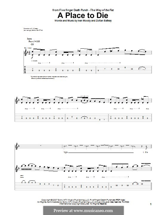 A Place To Die (Five Finger Death Punch): Для гитары by Ivan L. Moody, Zoltán Bathory