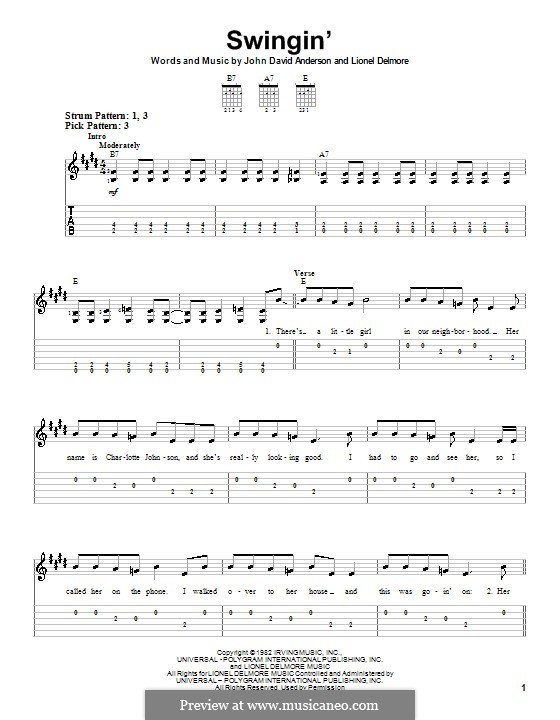 Swingin': Для гитары (очень легкая версия) by John David Anderson, Lionel Delmore