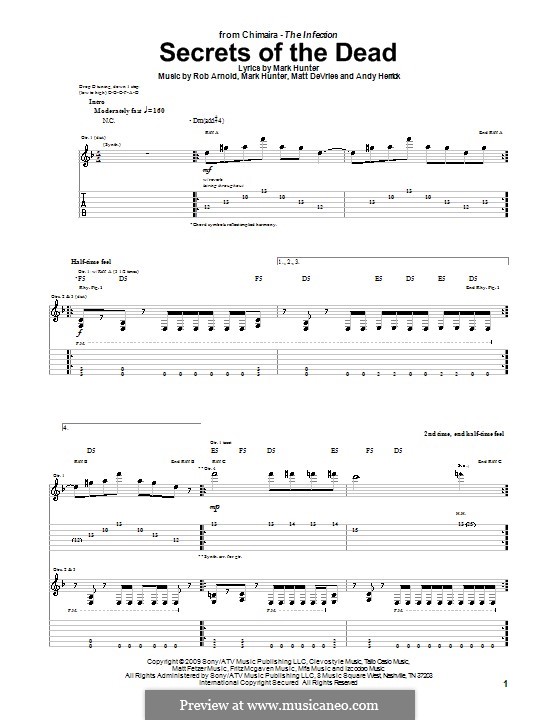 Secrets of the Dead (Chimaira): Гитарная табулатура by Andy Herrick, Marc Hunter, Matt DeVries, Rob Arnold