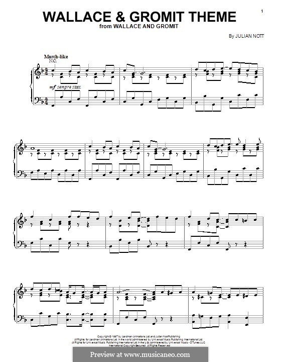 Wallace and Gromit Theme: Для голоса и фортепиано (или гитары) by Julian Nott
