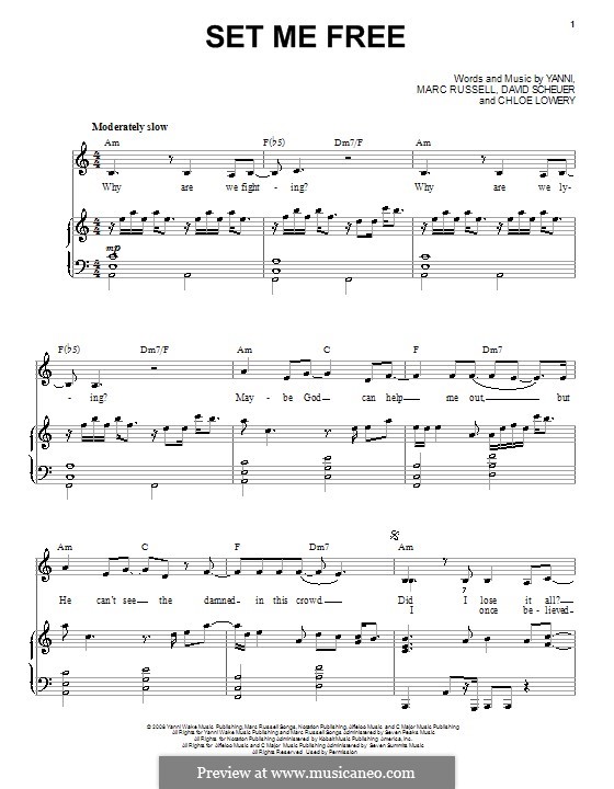 Set Me Free (Yanni): Для голоса и фортепиано (или гитары) by Chloe Lowery, David Scheuer, Mark Russell