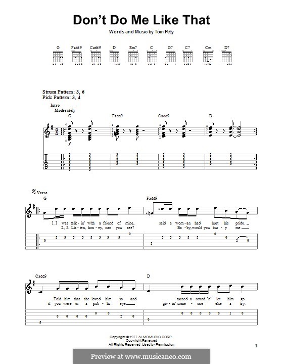 Don't Do Me Like That (Tom Petty and The Heartbreakers): Для гитары (очень легкая версия) by Tom Petty