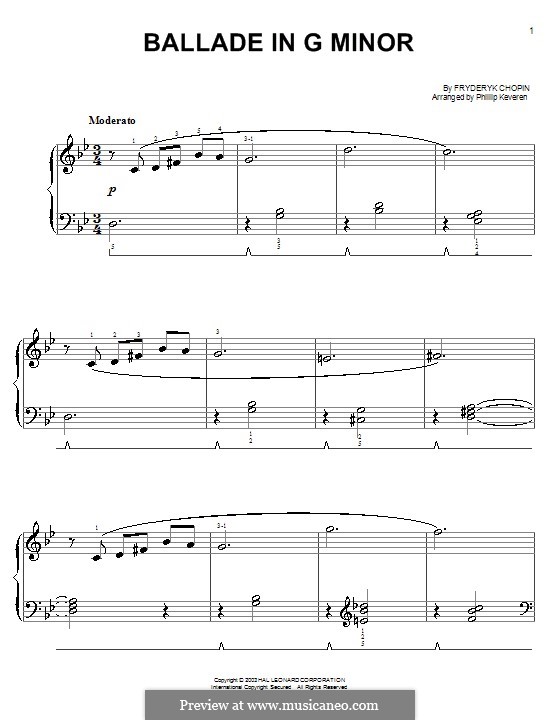 Баллада No.1 соль минор, Op.23: Version by P. Keveren by Фредерик Шопен