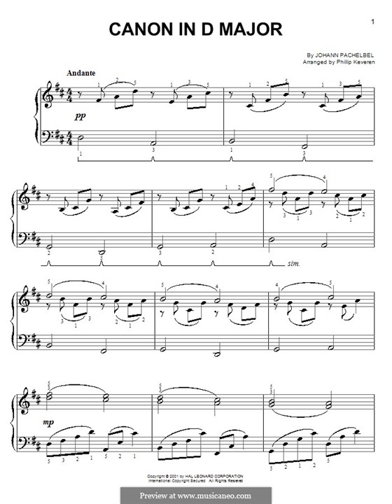 Piano version: Для одного исполнителя by Иоганн Пахельбель