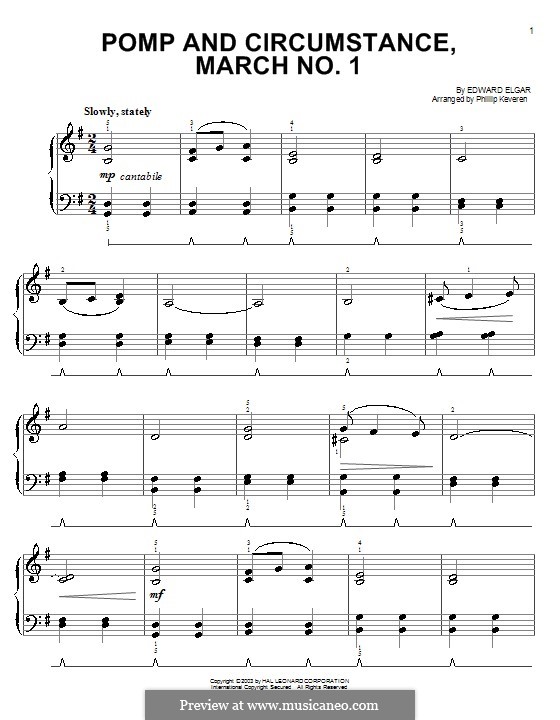 Марш No.1: Trio, for easy piano by Эдуард Элгар