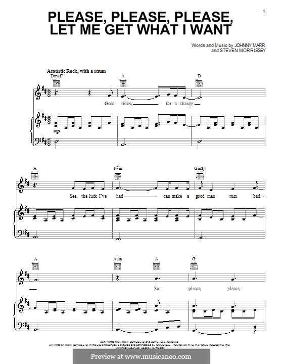 Please, Please, Please, Let Me Get What I Want (The Smiths): Для голоса и фортепиано (или гитары) by Morrissey, Johnny Marr