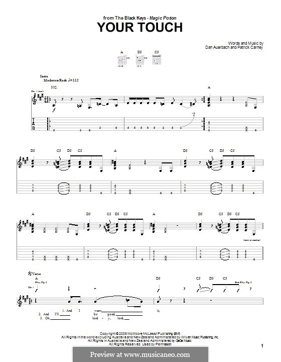 Your Touch (The Black Keys): Гитарная табулатура by Daniel Auerbach, Patrick Carney