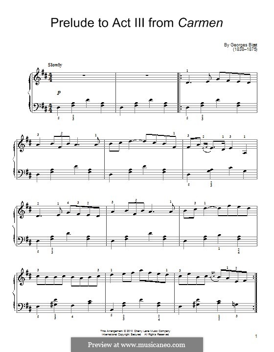 Избранные темы: Prelude to Act III, for piano by Жорж Бизе