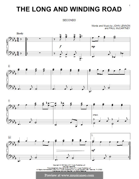 The Long and Winding Road (The Beatles): Для фортепиано в 4 руки by John Lennon, Paul McCartney