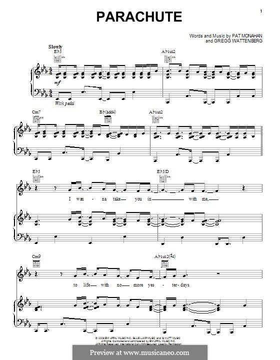 Parachute (Train): Для голоса и фортепиано (или гитары) by Gregg Wattenberg, Patrick Monahan