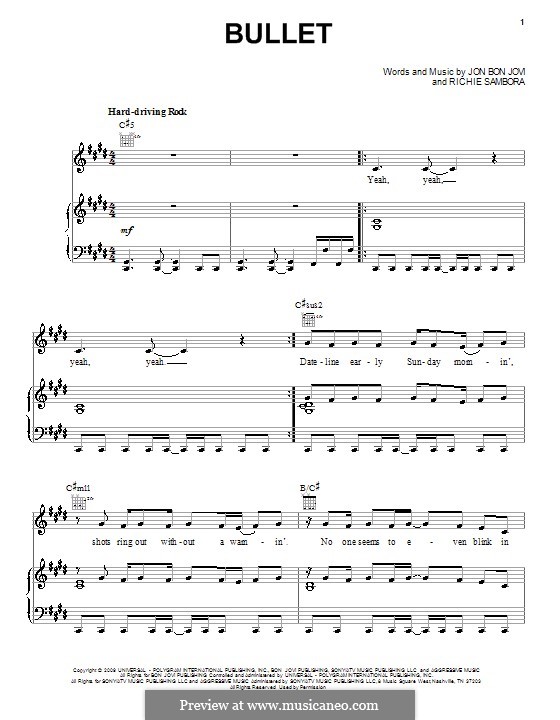 Bullet (Bon Jovi): Для голоса и фортепиано (или гитары) by Jon Bon Jovi, Richie Sambora