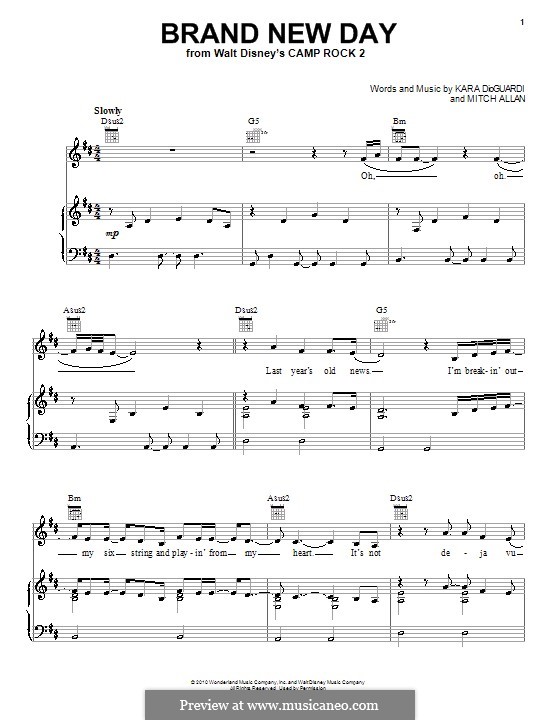 Brand New Day (Demi Lovato): Для голоса и фортепиано (или гитары) by Mitch Allan