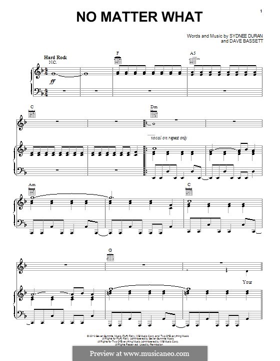 No Matter What (Valora): Для голоса и фортепиано (или гитары) by Dave Bassett, Sydnee Duran