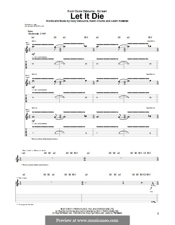 Let It Die (Ozzy Osbourne): Гитарная табулатура by Adam Wakeman, Kevin Churko