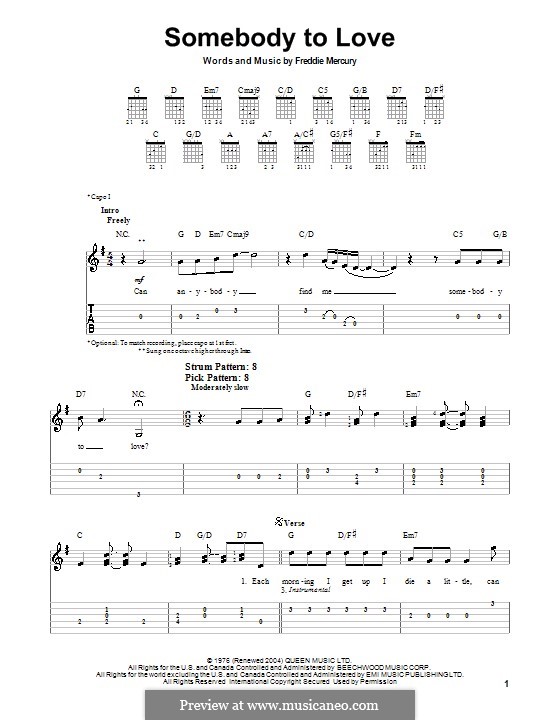 Somebody to Love (Queen): Для гитары (очень легкая версия) by Freddie Mercury