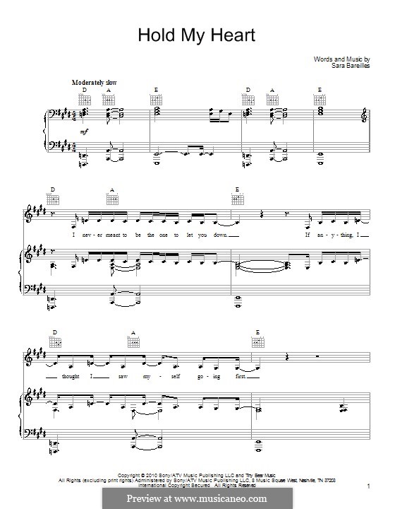 Hold My Heart: Для голоса и фортепиано (или гитары) by Sara Bareilles