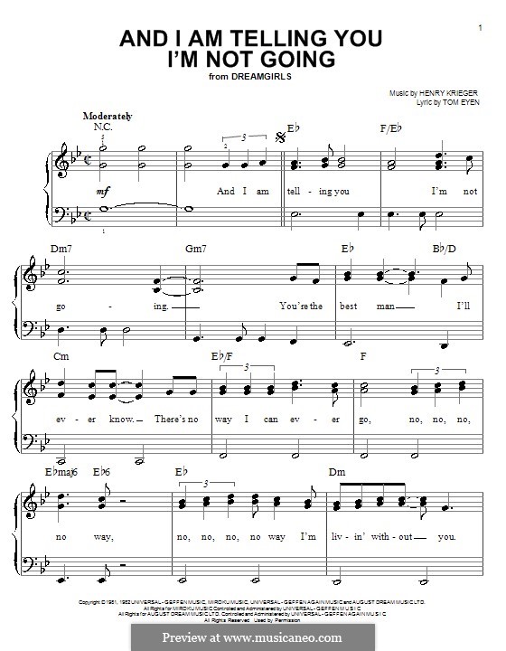 And I am Telling You I'm Not Going (Jennifer Hudson): Для фортепиано (легкий уровень) by Henry Krieger