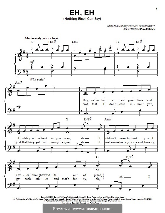 Eh, Eh (Nothing Else I Can Say): Для фортепиано (легкий уровень) (Lady GaGa) by Martin Kierszenbaum, Stefani Germanotta