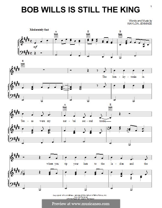 Bob Wills Is Still the King: Для голоса и фортепиано (или гитары) by Waylon Jennings