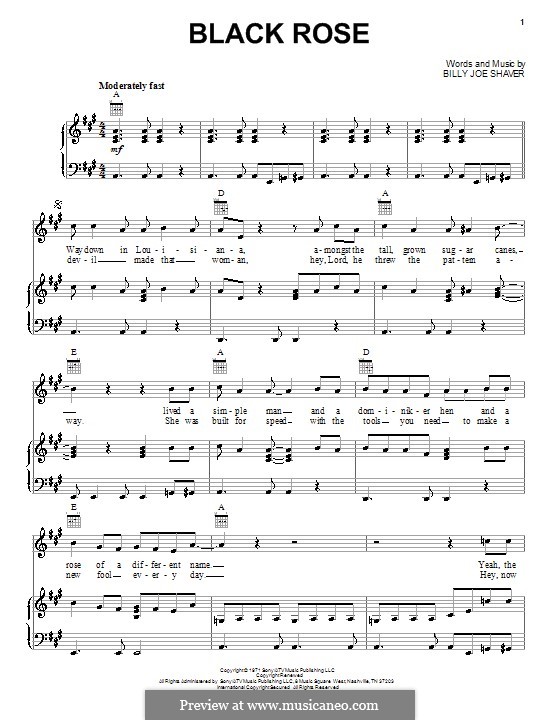 Black Rose (Waylon Jennings): Для голоса и фортепиано (или гитары) by Billy Joe Shaver