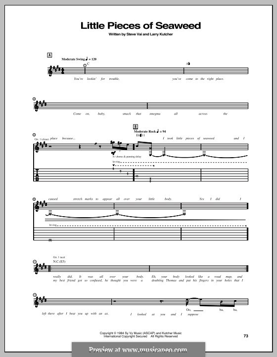 Little Pieces of Seaweed: Гитарная табулатура by Larry Kutcher