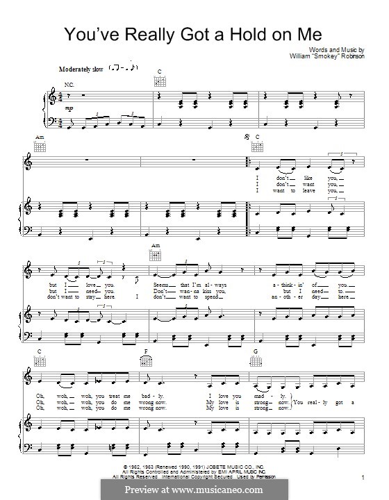 You've Really Got a Hold on Me: Для голоса и фортепиано (или гитары) by Smokey Robinson