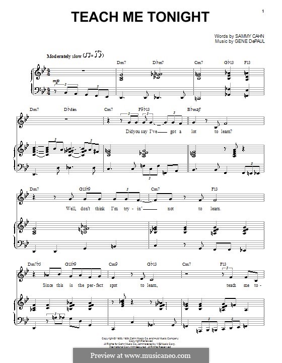 Teach Me Tonight (Frank Sinatra): Для голоса и фортепиано (или гитары) by Gene de Paul