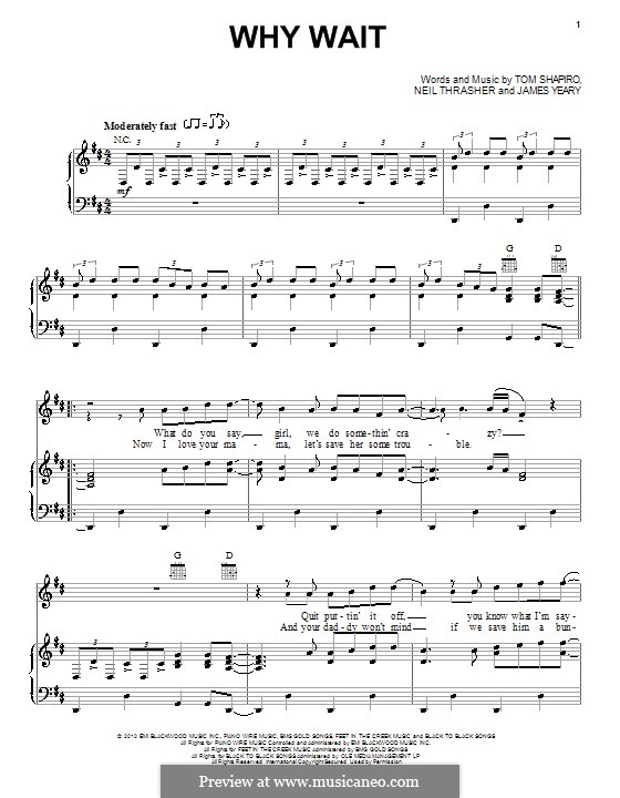 Why Wait (Rascal Flatts): Для голоса и фортепиано (или гитары) by Jimmy Yeary, Neil Thrasher, Tom Shapiro