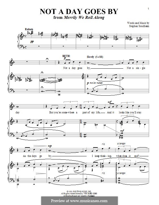 Not a Day Goes By: Для голоса и фортепиано (или гитары) by Stephen Sondheim