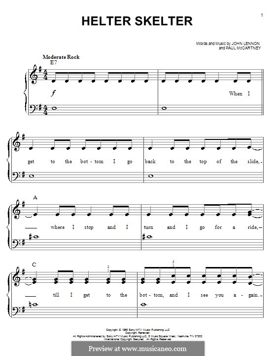 Helter Skelter (The Beatles): Для фортепиано (легкий уровень) by John Lennon, Paul McCartney