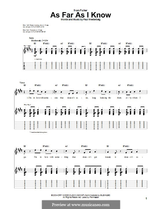 As Far as I Know: Для гитары с табулатурой by Paul Westerberg
