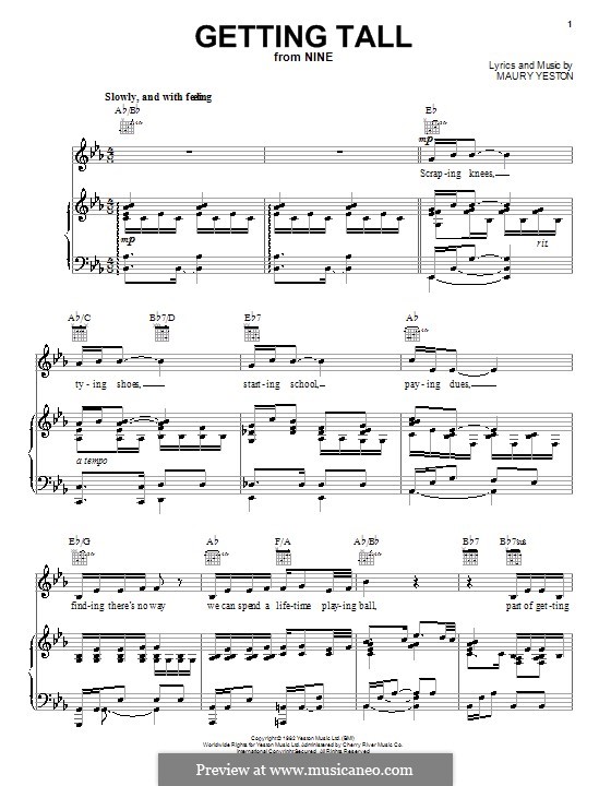 Getting Tall: Для голоса и фортепиано (или гитары) by Maury Yeston