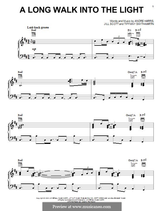 A Long Walk Into the Light (Jill Scott): Для голоса и фортепиано (или гитары) by Andre Harris, Tiffany Smith-Martin