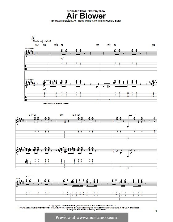 Air Blower (Jeff Beck): Гитарная табулатура by Philip Chen, Richard Bailey