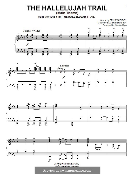 The Hallelujah Trail (Main Theme): Для голоса и фортепиано (или гитары) by Elmer Bernstein