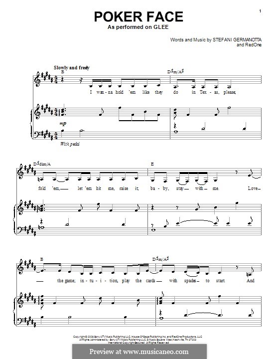 Vocal version: Для голоса и фортепиано или гитары (Glee Cast) by RedOne, Stefani Germanotta