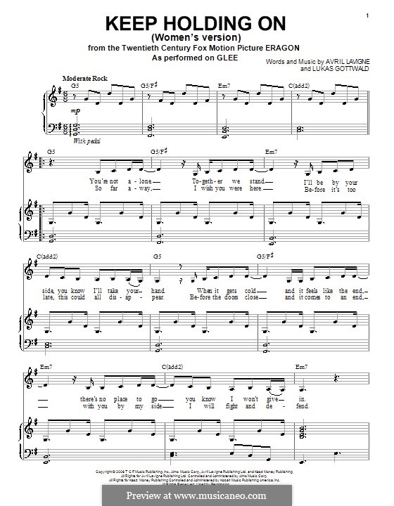 Keep Holding On: Для голоса и фортепиано (или гитары) by Avril Lavigne, Lukas Gottwald