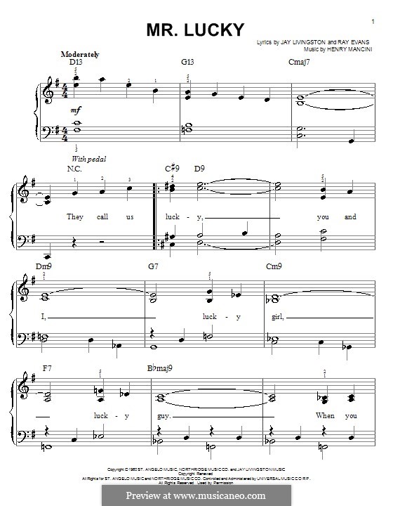 Mr. Lucky: Для фортепиано (легкий уровень) by Henry Mancini