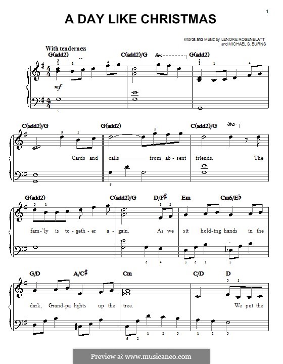 A Day Like Christmas: Для фортепиано (легкий уровень) by Michael S. Burns