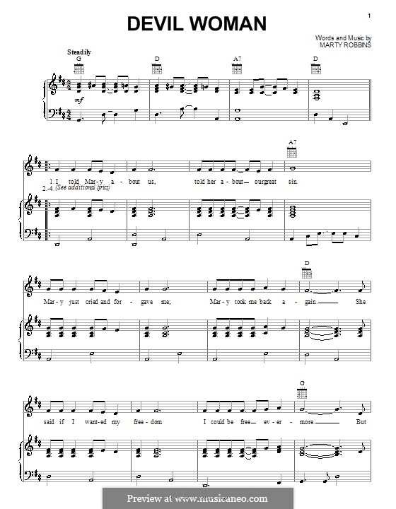 Devil Woman: Для голоса и фортепиано (или гитары) by Marty Robbins