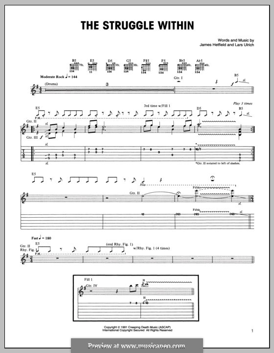 The Struggle Within (Metallica): Гитарная табулатура by James Hetfield, Lars Ulrich