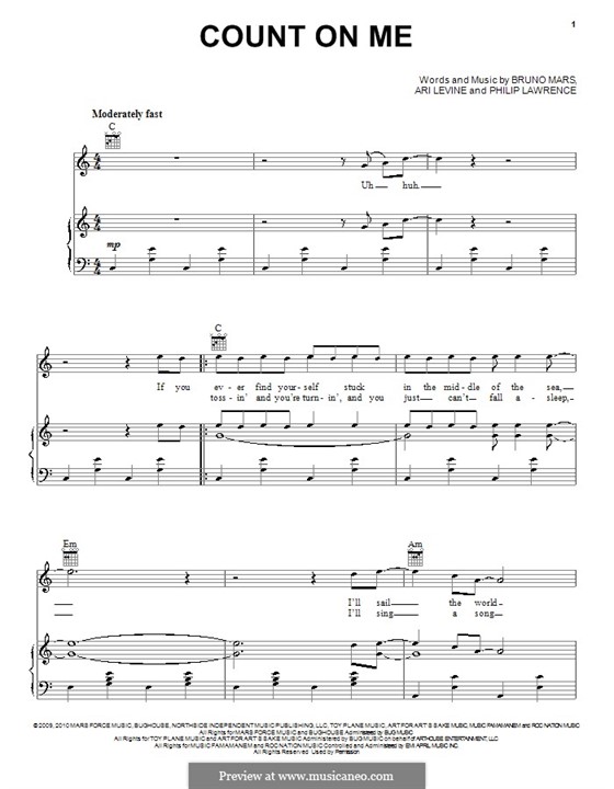 Count on Me: Для голоса и фортепиано (или гитары) by Ari Levine, Bruno Mars, Philip Lawrence