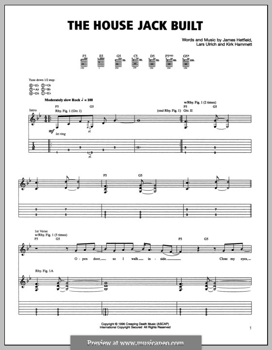 The House Jack Built (Metallica): Гитарная табулатура by James Hetfield, Kirk Hammett, Lars Ulrich